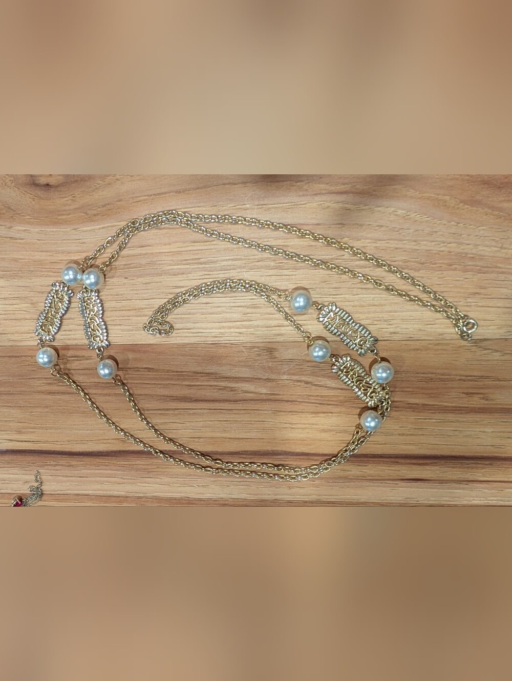Source Unknown Gold and Ivory Pearl Multi-Strand Necklace